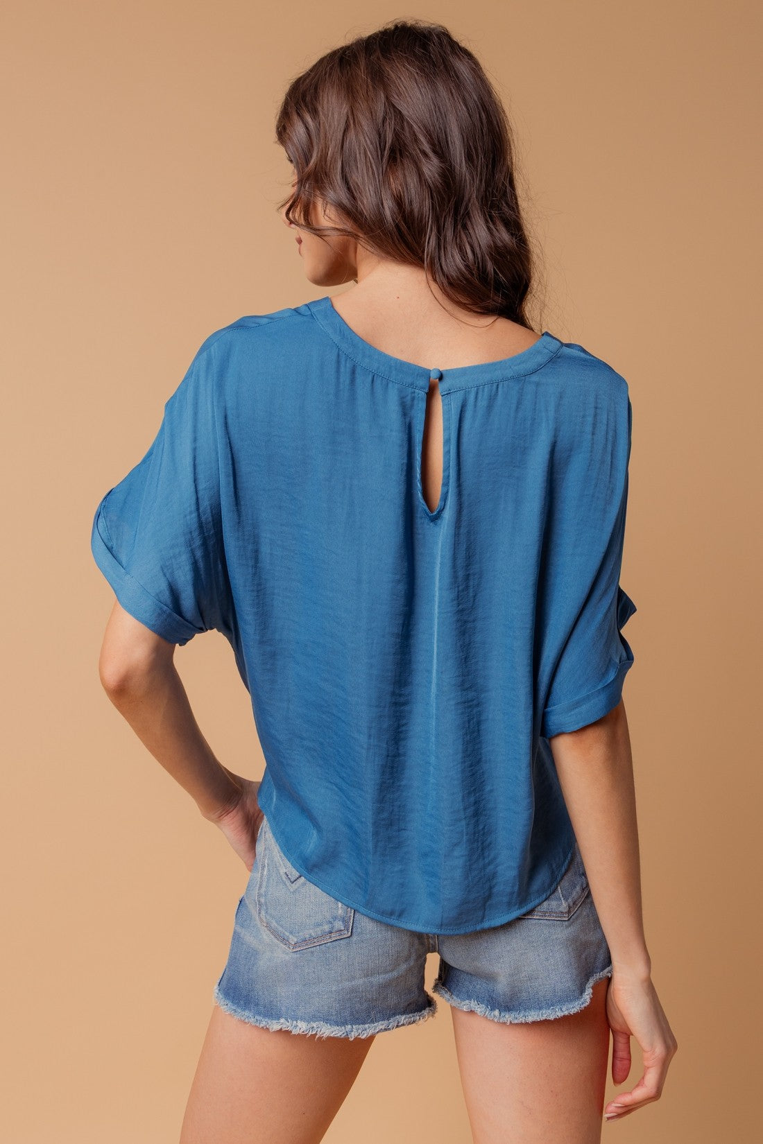 Satin T-shirt With Front Knot Detail RB117273-6