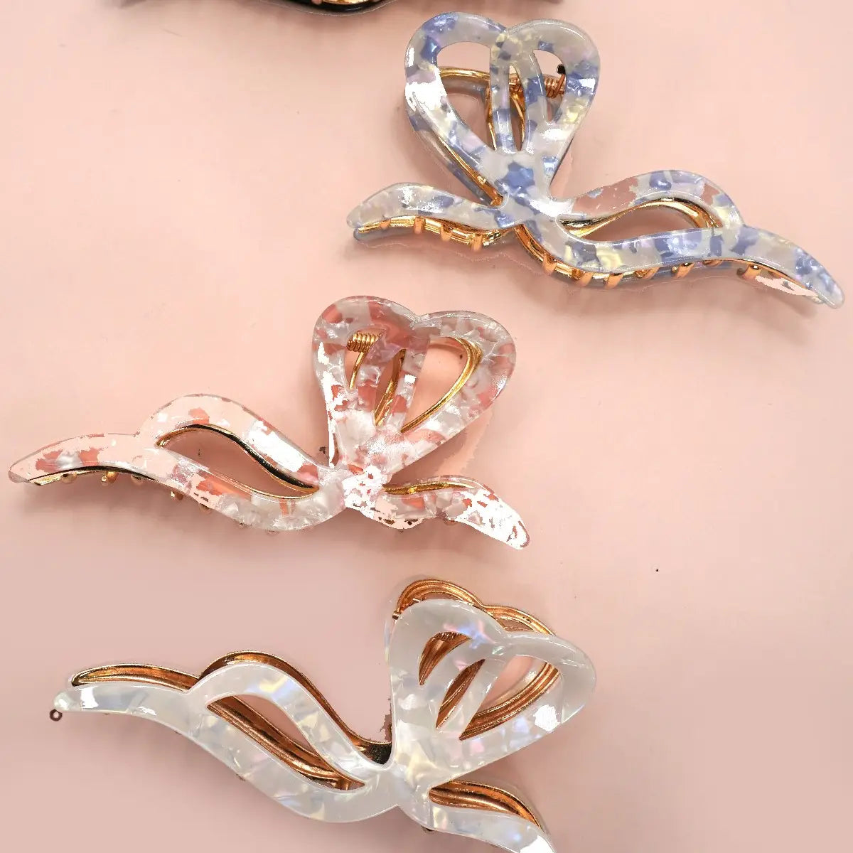Premium Pvc Toile Pattern Bow Hair Claw Clips 40H928