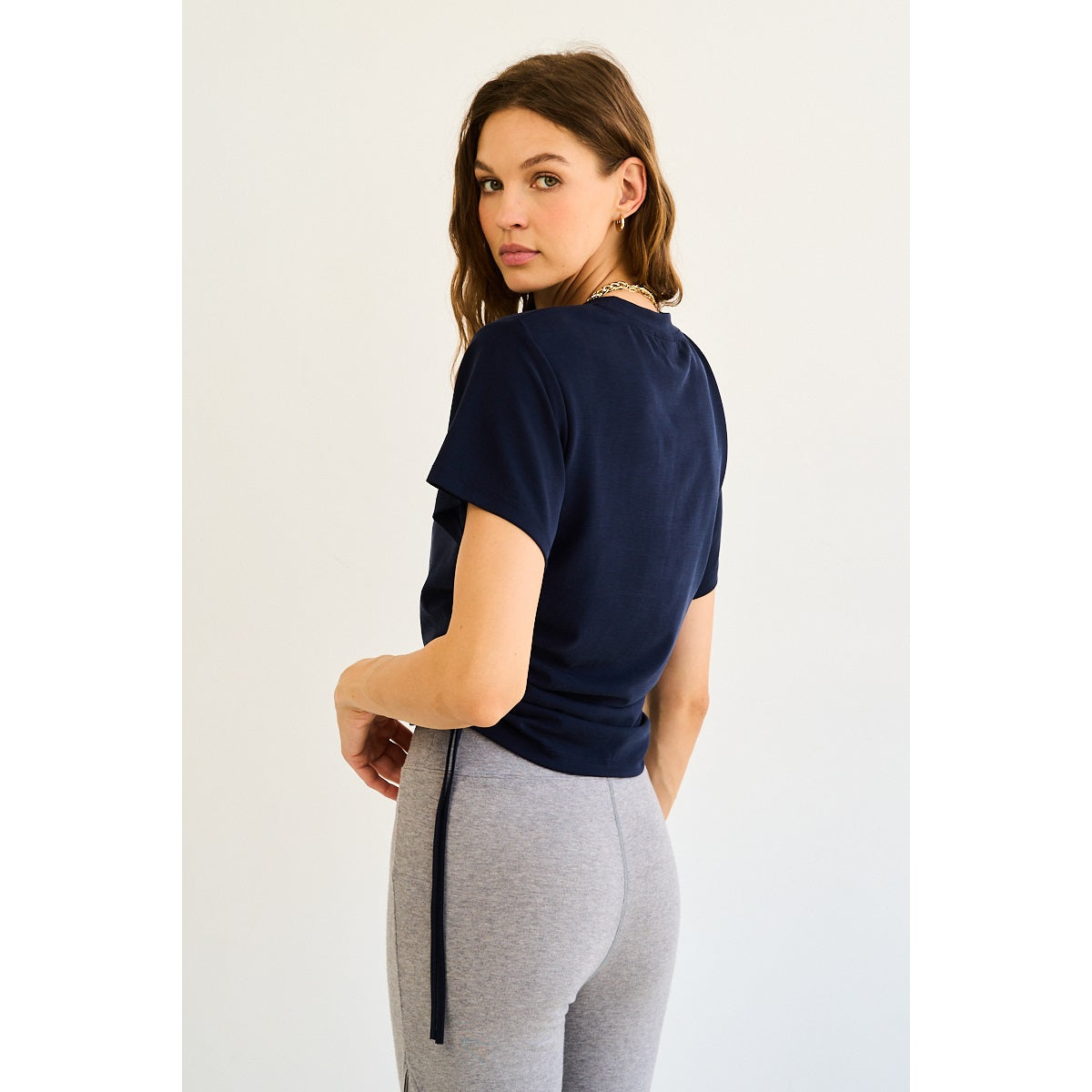 Side Ruched Soft Stretch Knit Top M2517