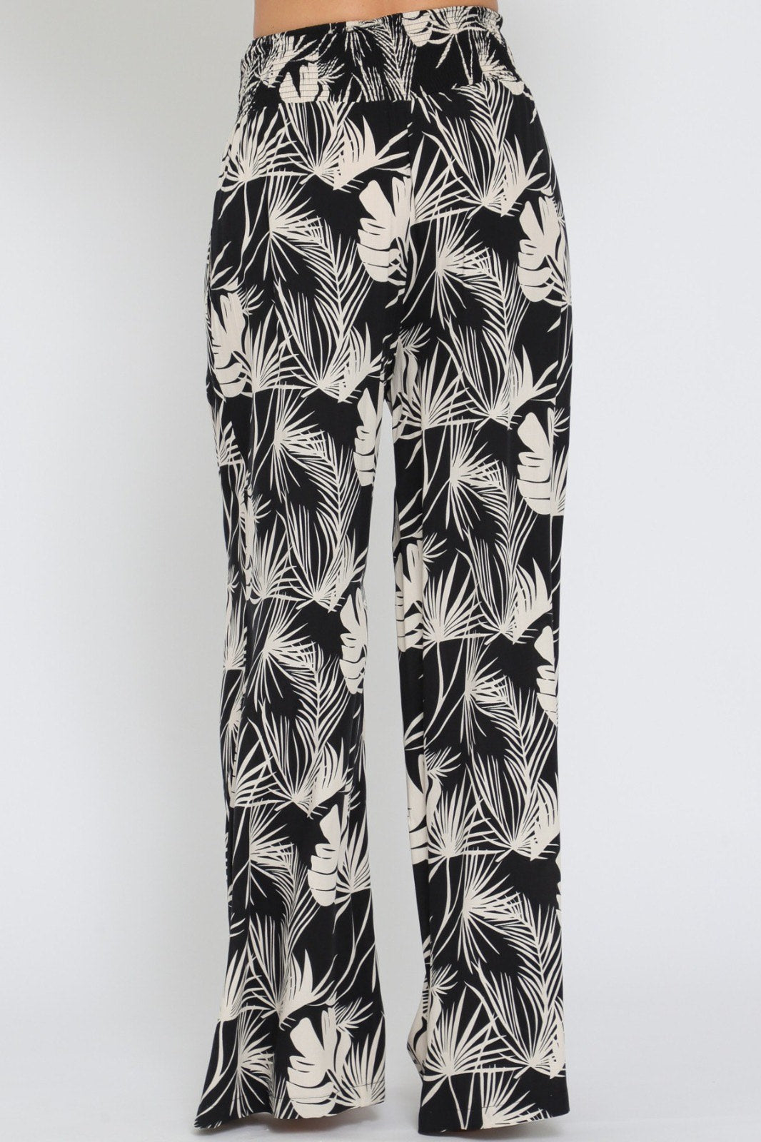 Elastic Smocked Waistband Long Pants RA93046H