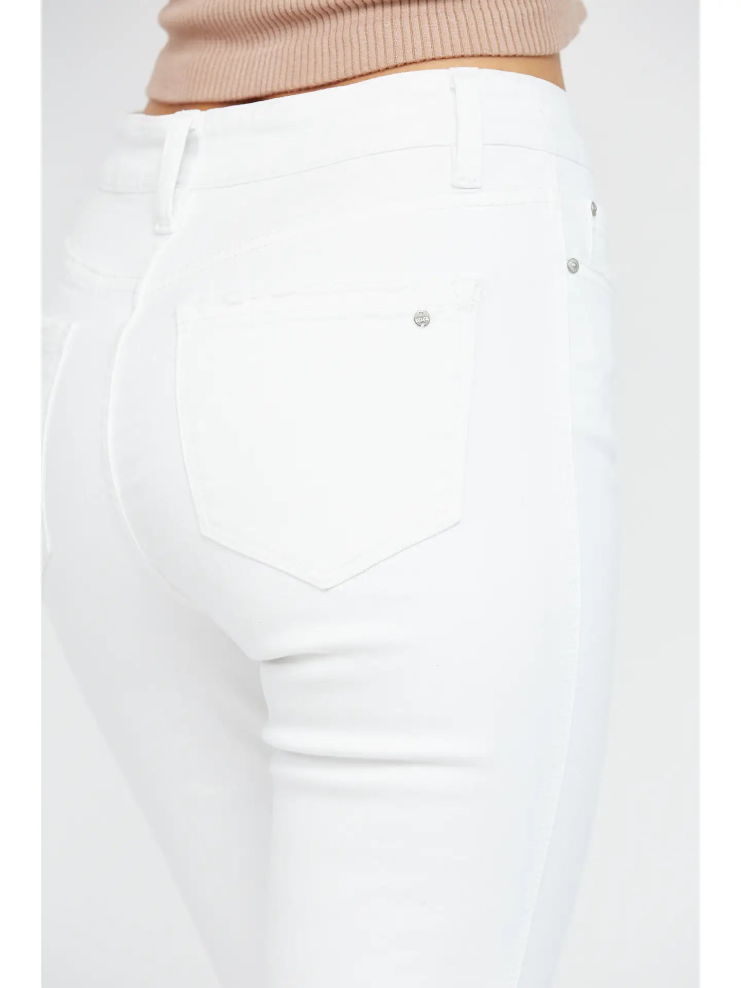 High Rise Crop Flare with Uneven Hem MDP-F562WH