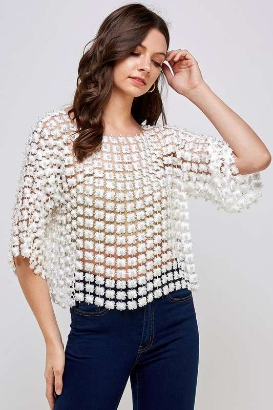 Beads Point Crochet Top AR203T