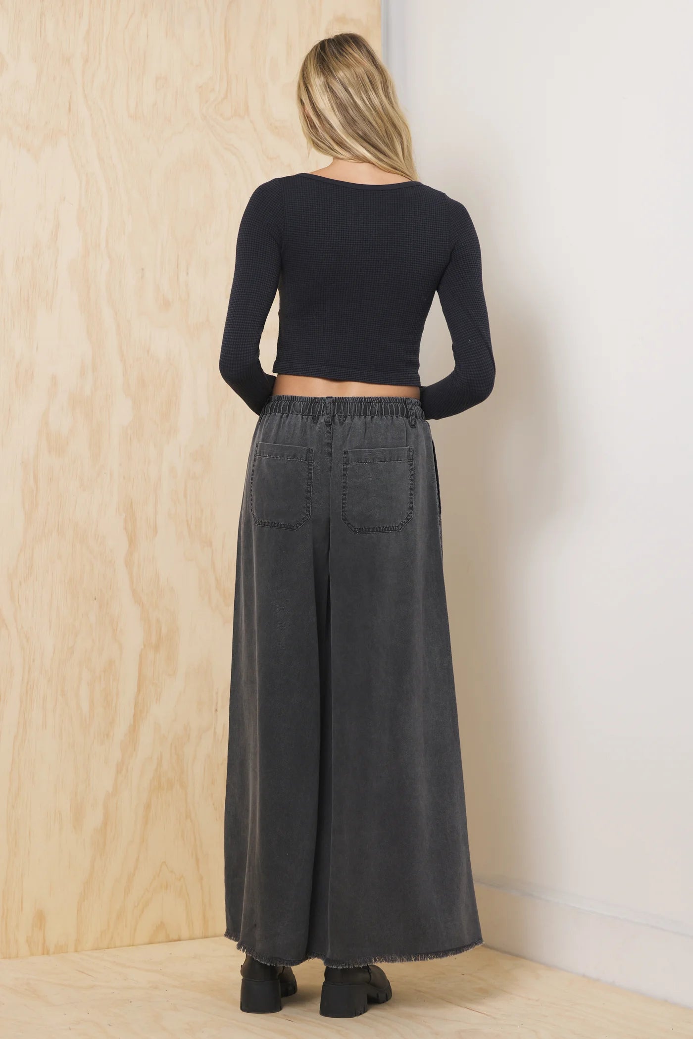 Charcoal Tencel Wide Leg Pants CC13380-CHA