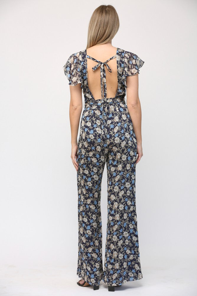 Floral V Neck Jumpsuit FC-439