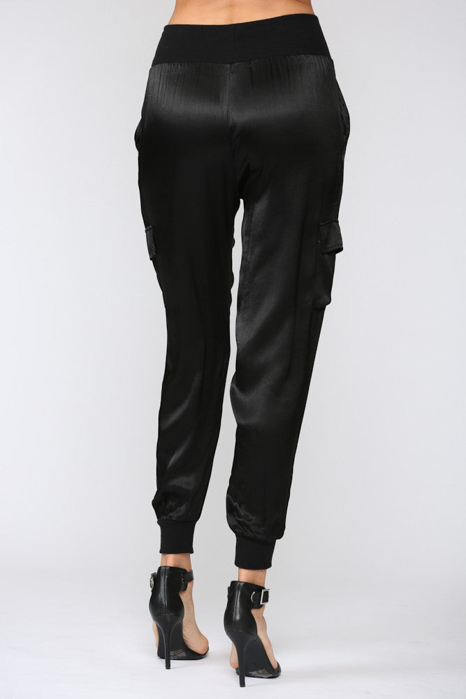 Satin Cargo Jogger Pants FP3176A
