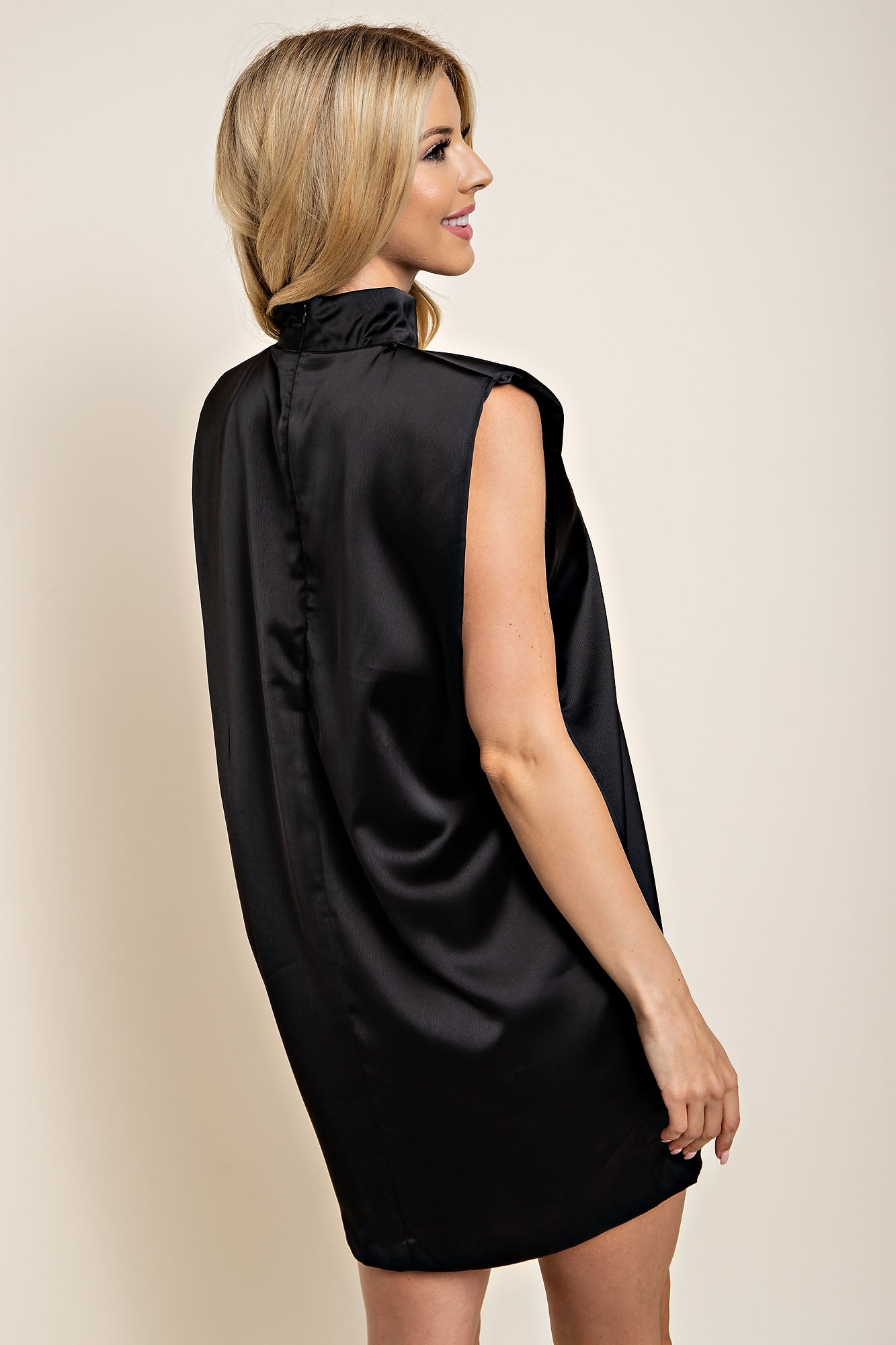 Shoulder Pad Satin Dress GD5479
