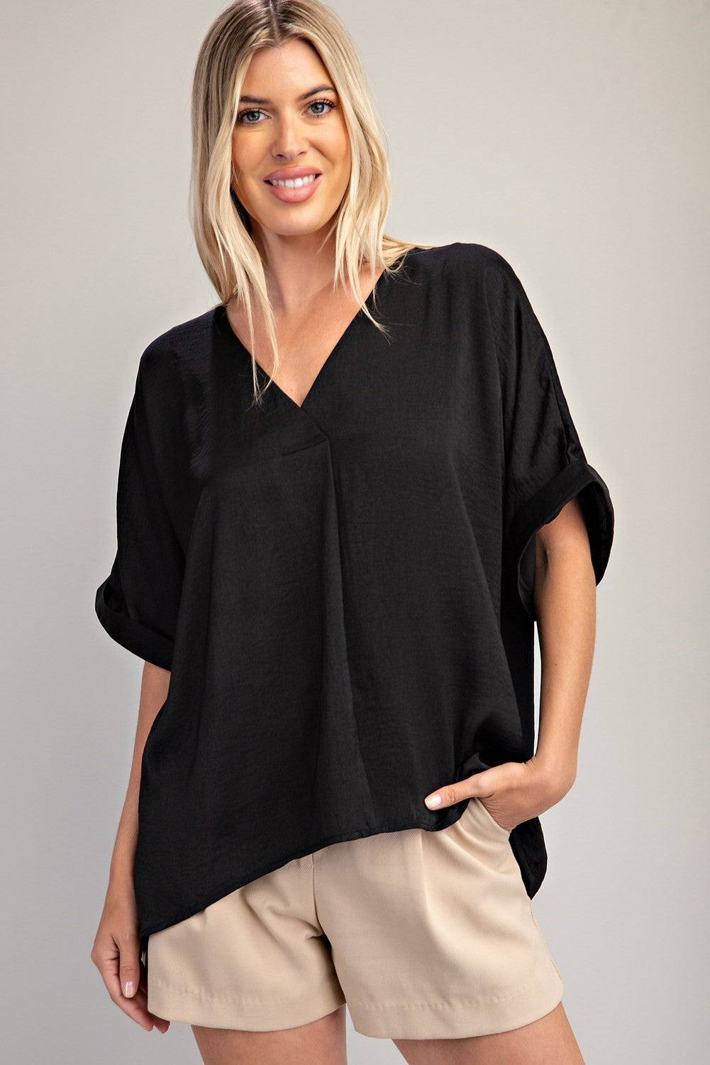 Penelope V-Neck High Low Blouse GT8305