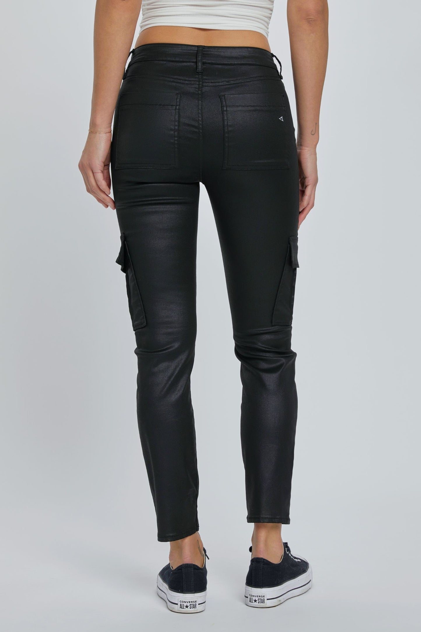Black Coated Cargo Cigarette Skinny Jeans HD1460CG