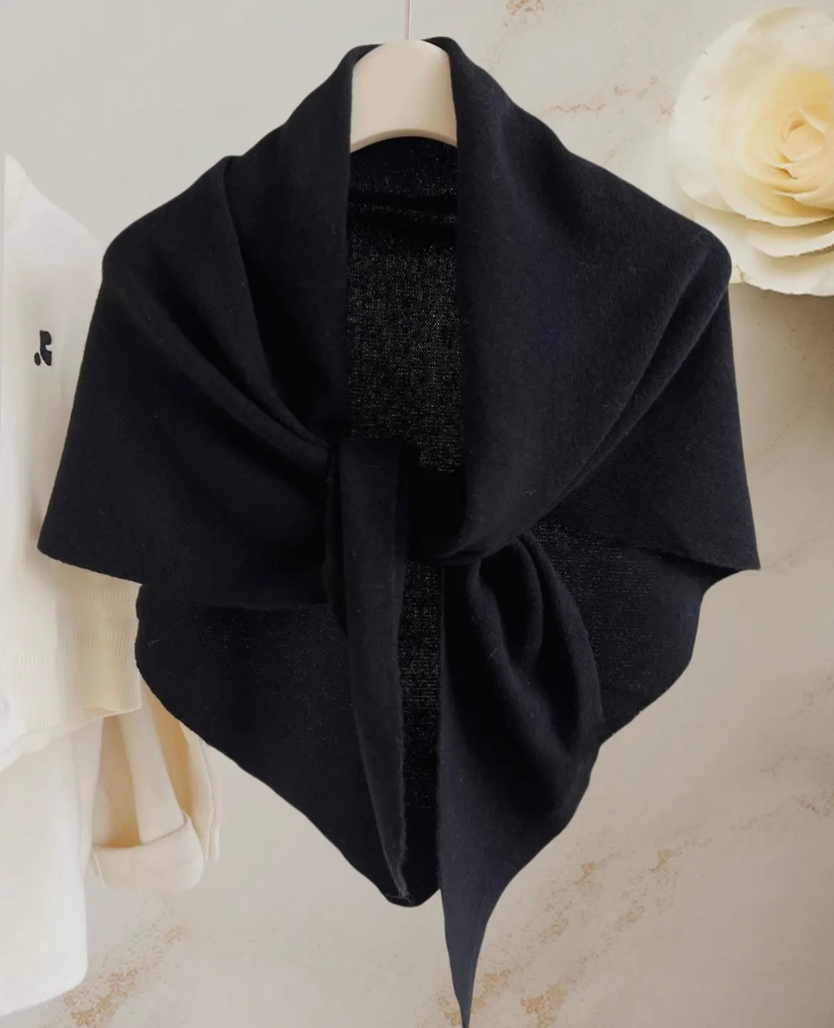 Cashmere-Blend Knit Triangle Shawl JC063345