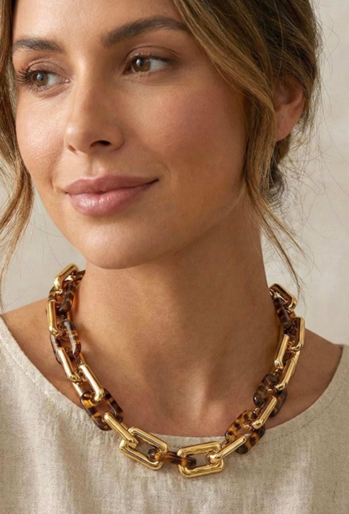 Chunky Geometric Resin Link Statement Necklace FN005