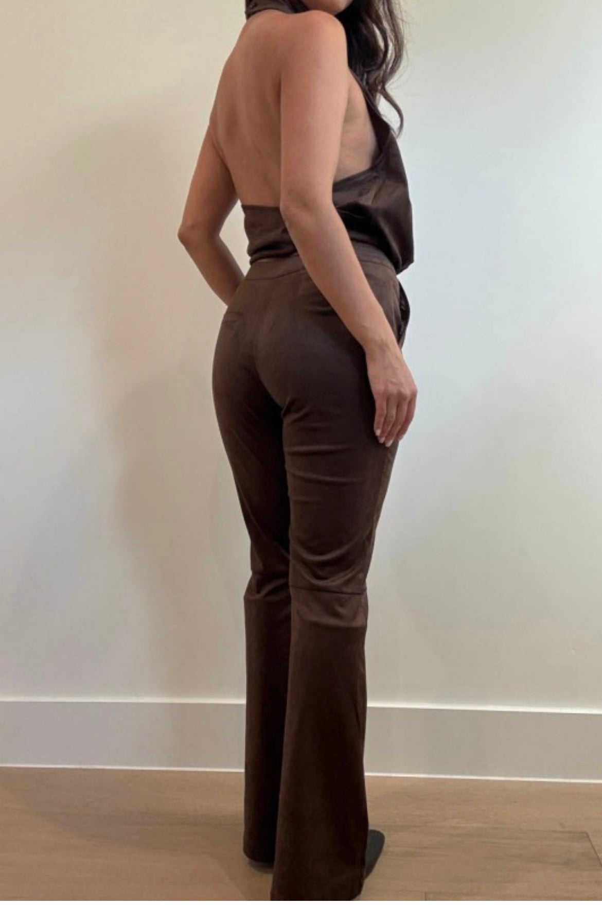 Faux Suede Flared Pants C6244P