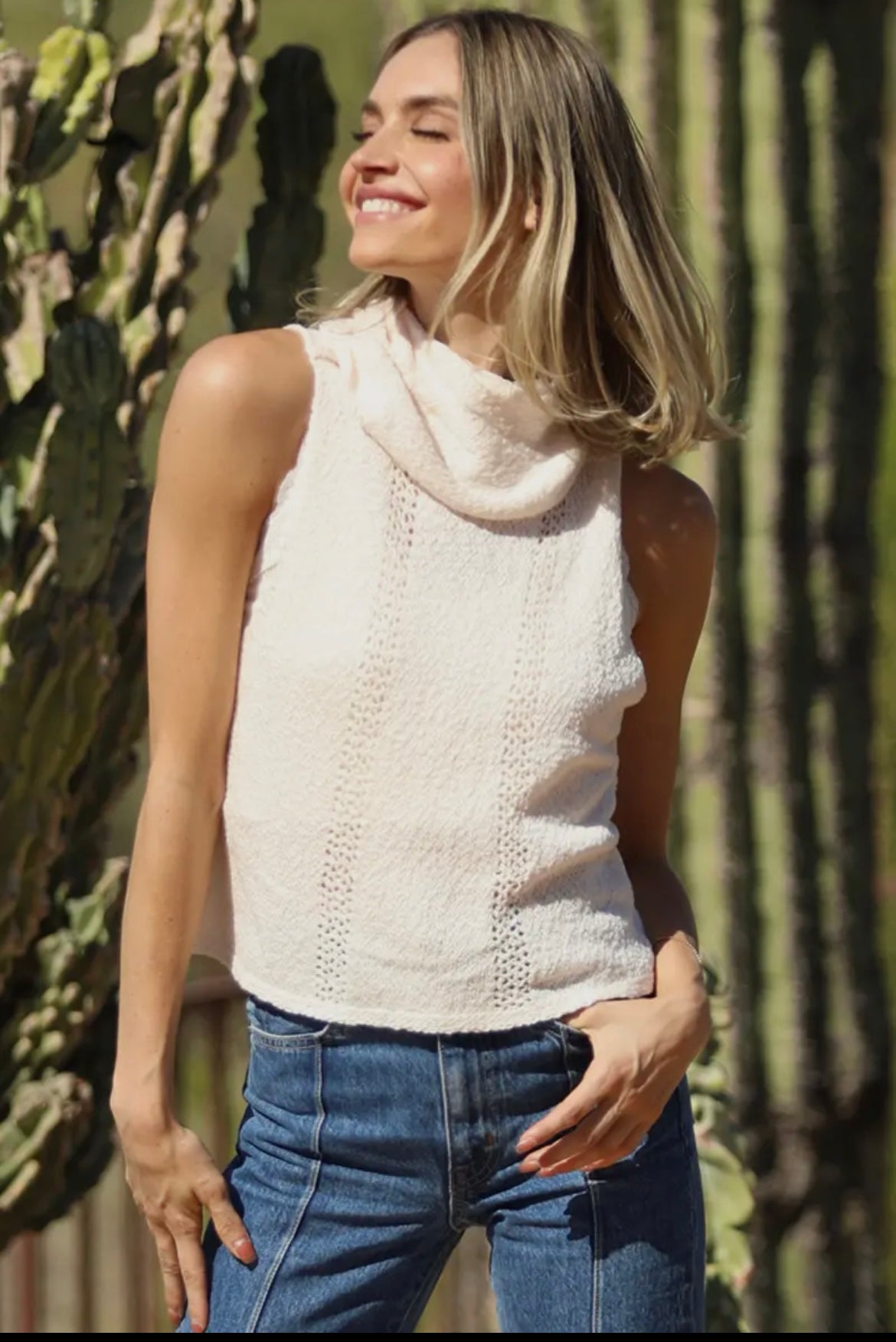 Cowl Neck Sweater Tank XHR21-ASIS