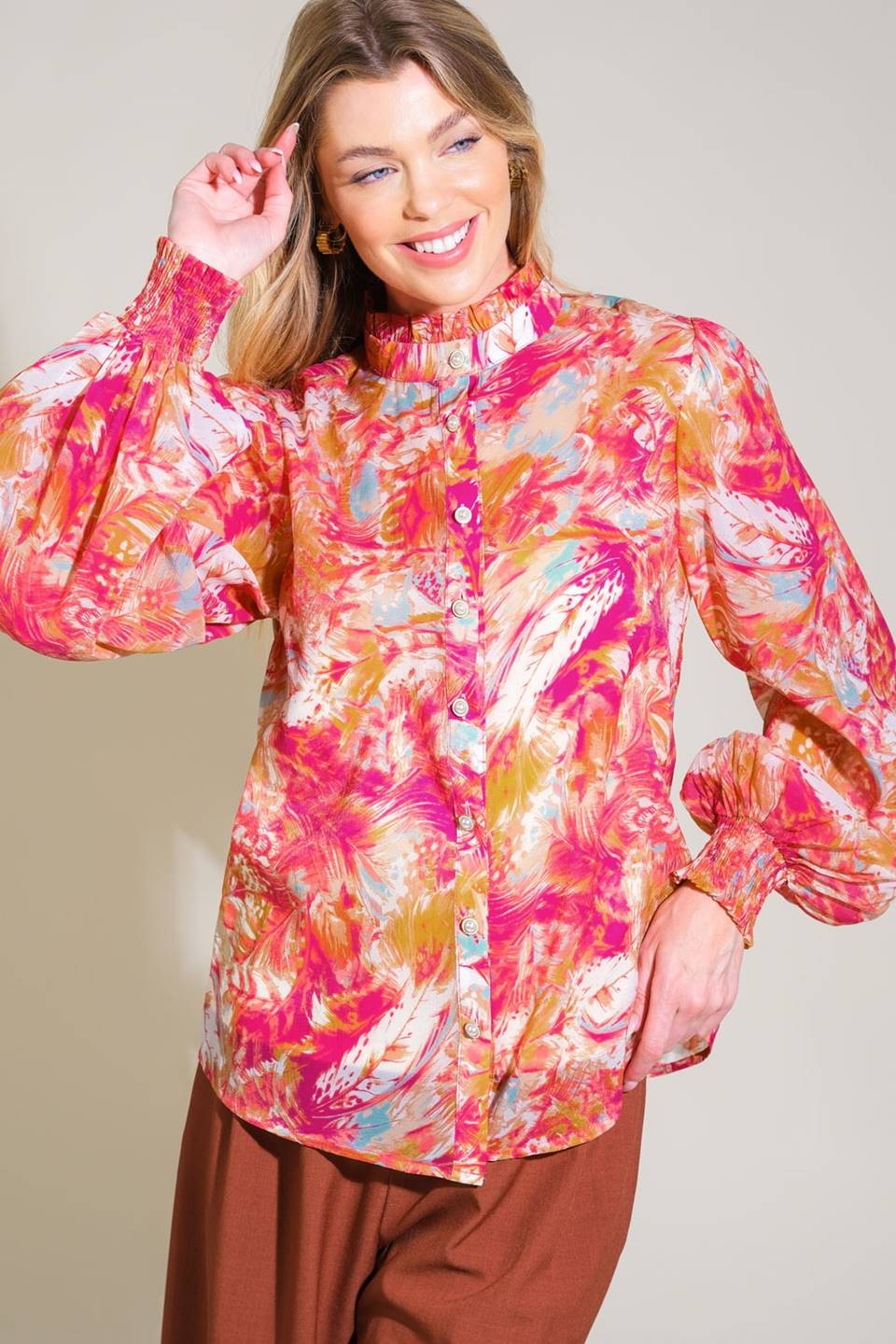 Printed Woven Top IT13233