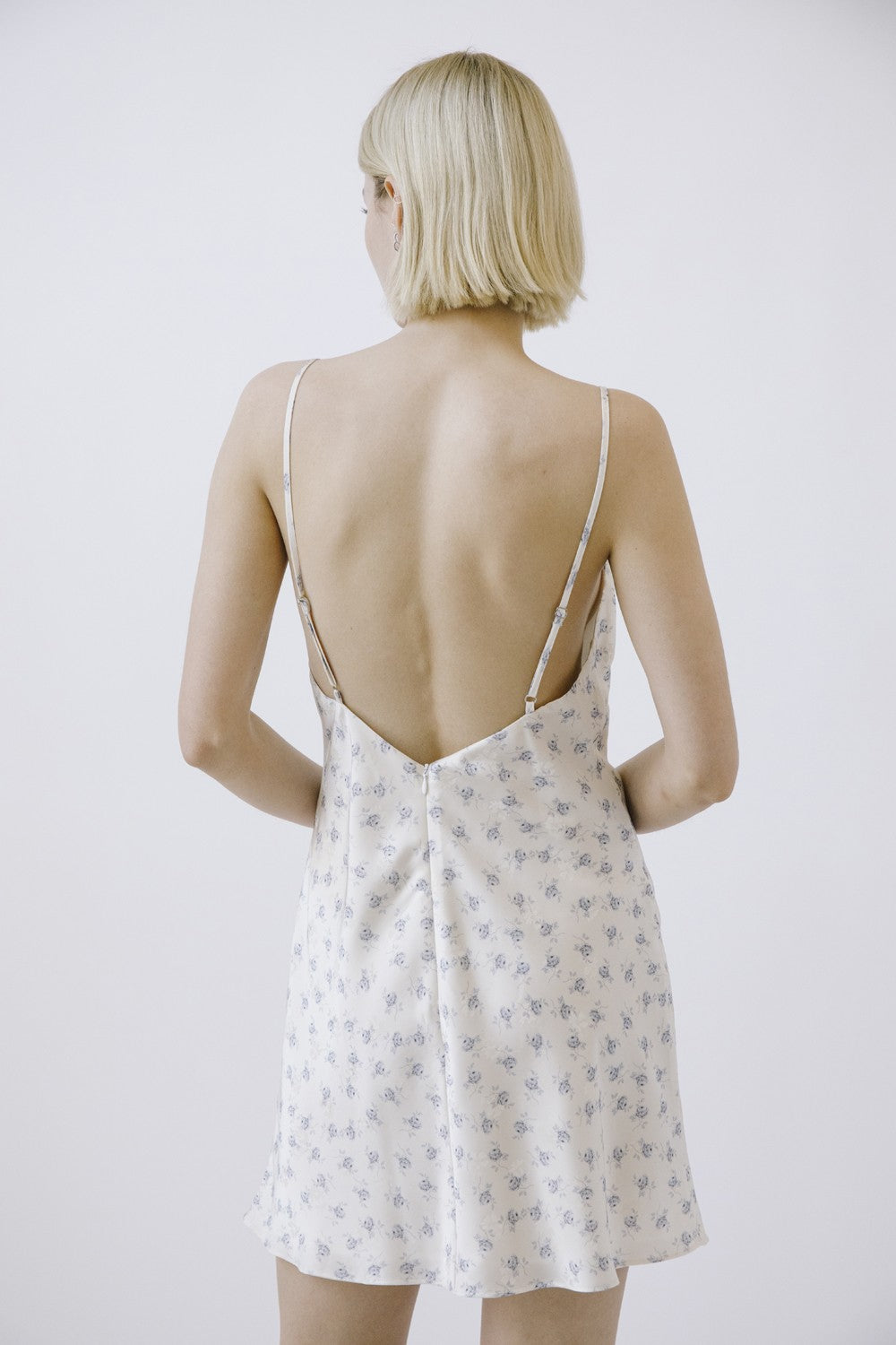 Romantic Flower Print Satin Slip Dress JD5527-1