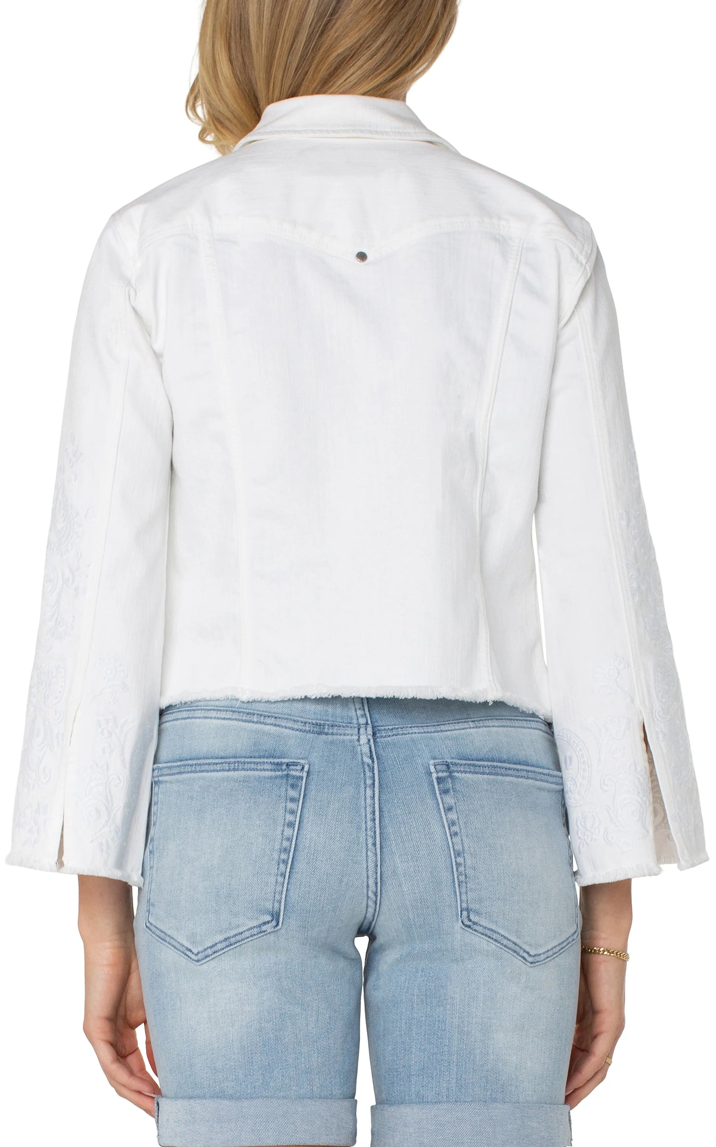 Jacket With Fray Hem & Paisley Embroidery LM1050QY-WE2
