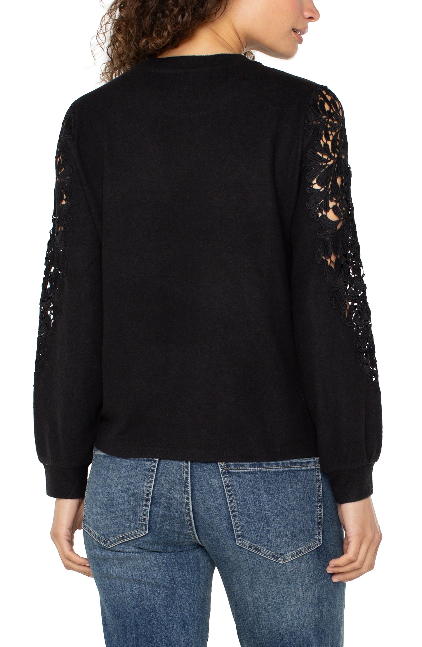 Long Sleeve Lace Inset Sweater LM8H89KN20