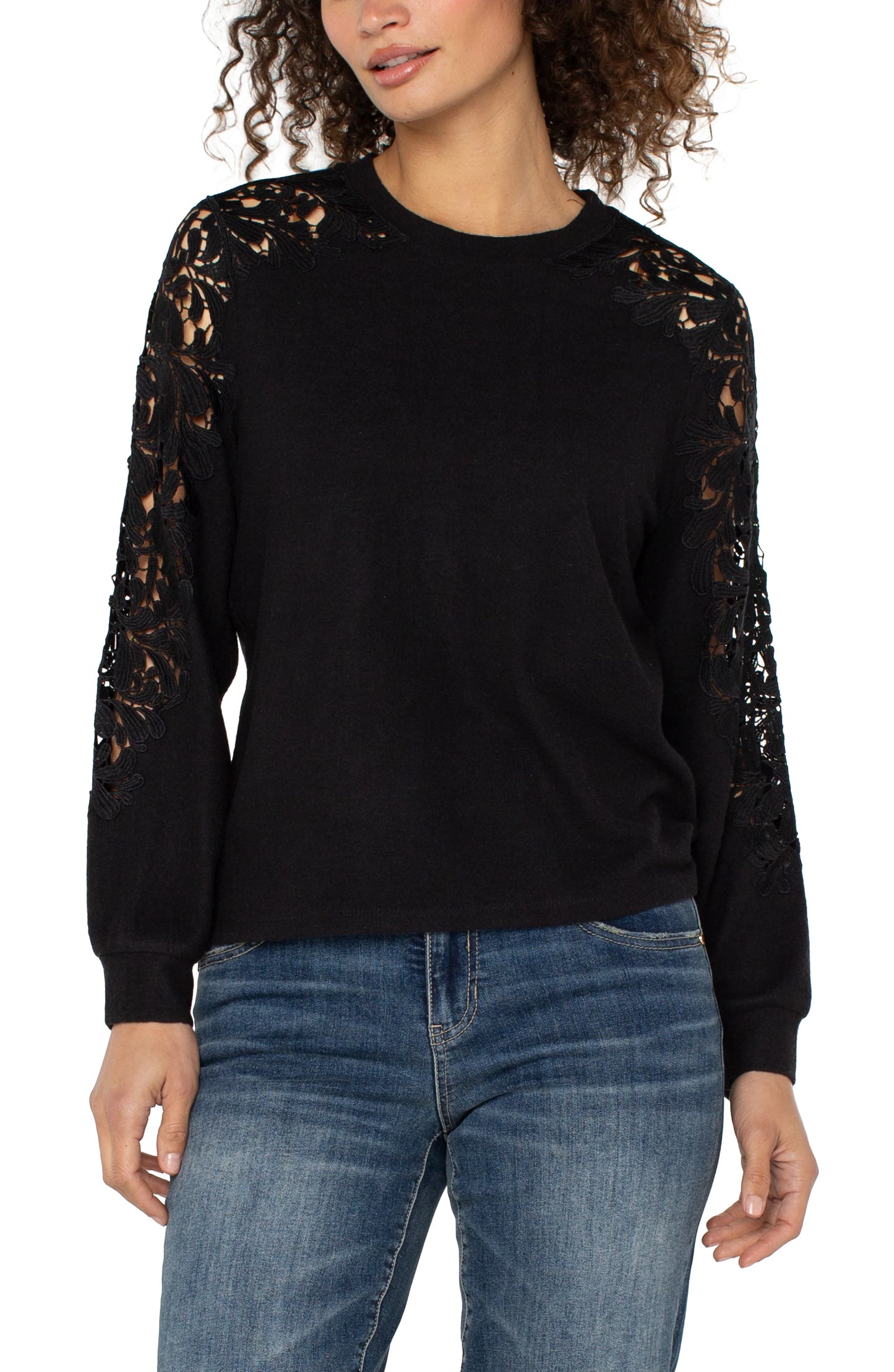 Long Sleeve Lace Inset Sweater LM8H89KN20
