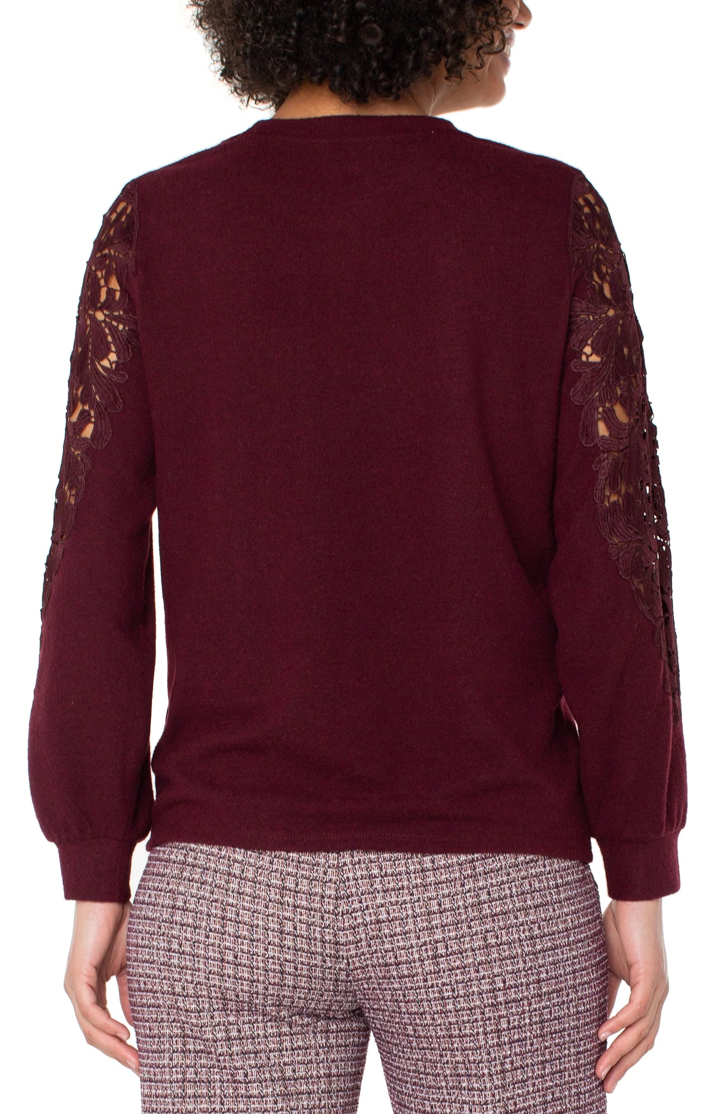 Long Sleeve Lace Inset Sweater LM8H89KN20