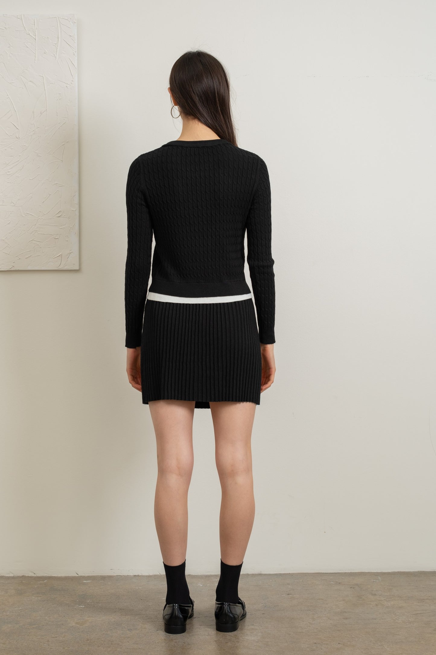 Classic Black Cable Knit Sweater LT1091