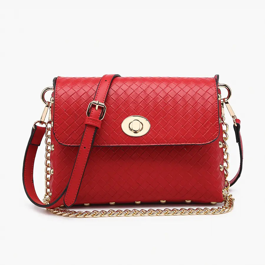 Yazmin Faux Woven Crossbody w/ Chain Strap M2523