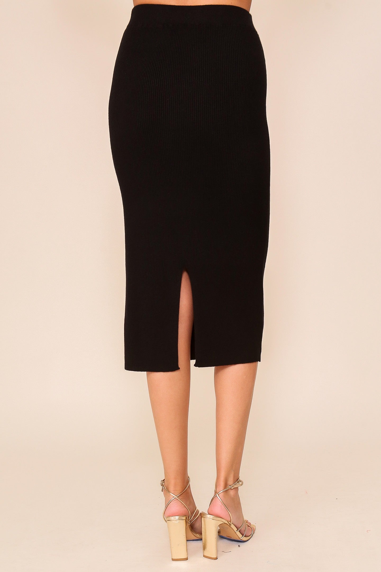 Elastic High Waisted Sweater Ribbed Knit Skirt MS1434
