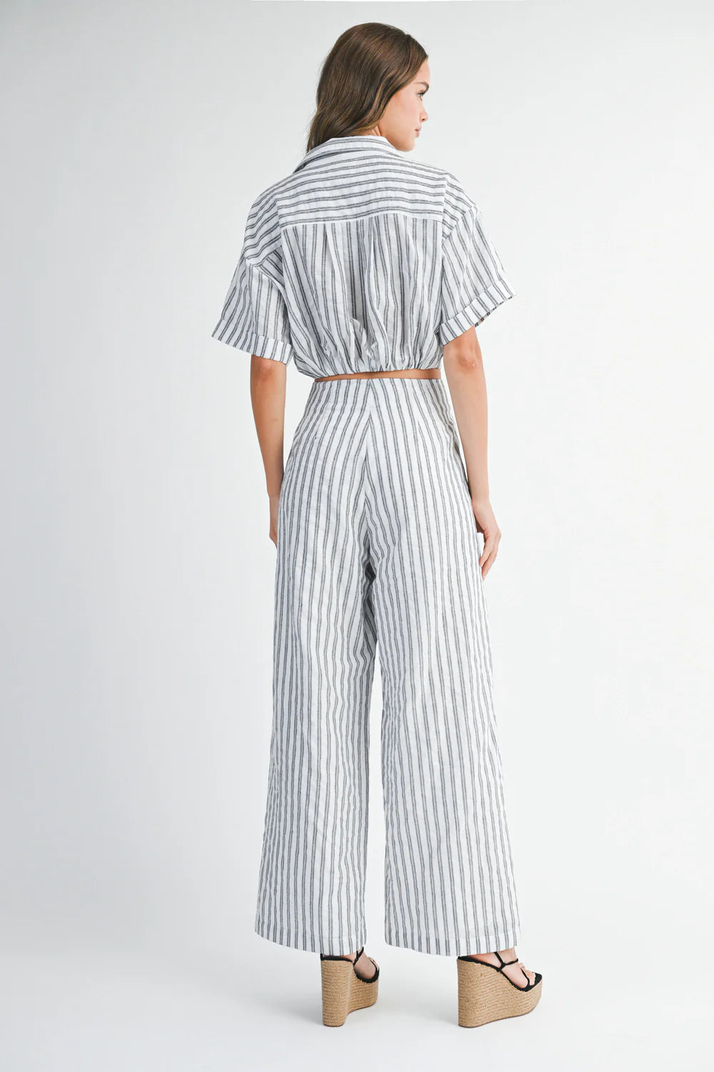 Pin Stripe Shirts And Long Pants Set MST8496