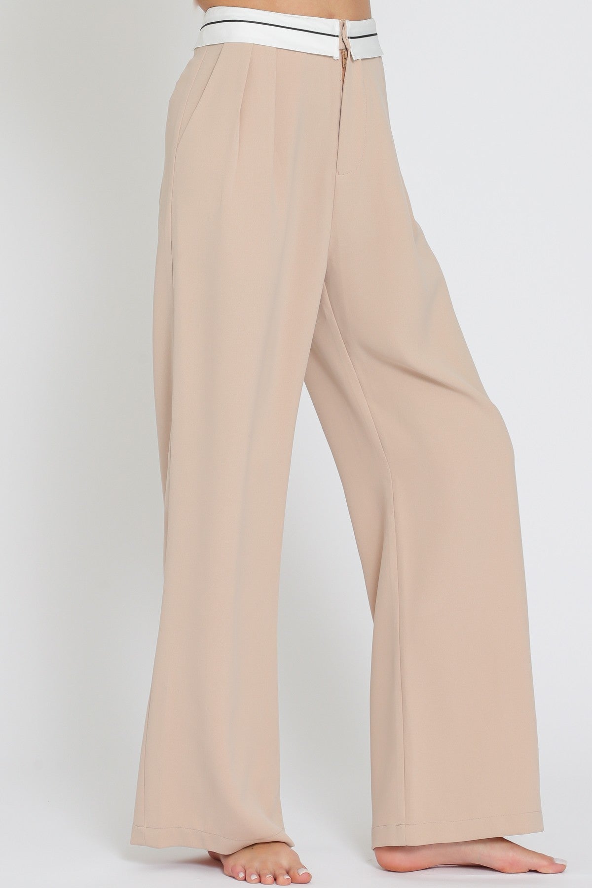 Contrast Waisted Detailing Long Pants RA92732Y