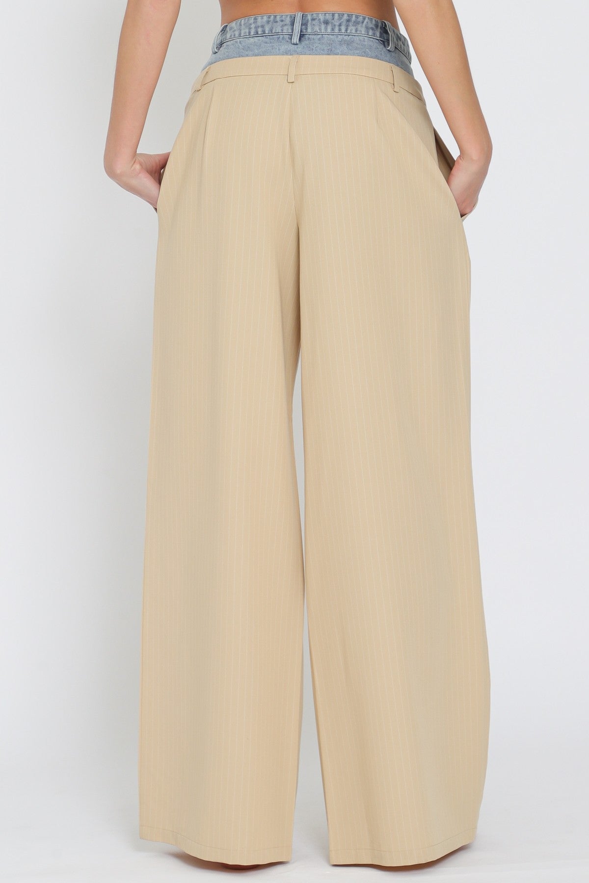 Denim Contrast Waisted Stripe Long Pant RA92928K