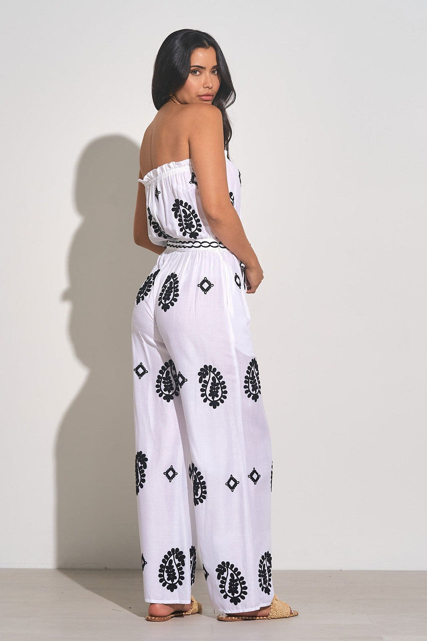 Strapless Embroidered Jumpsuit RYE73