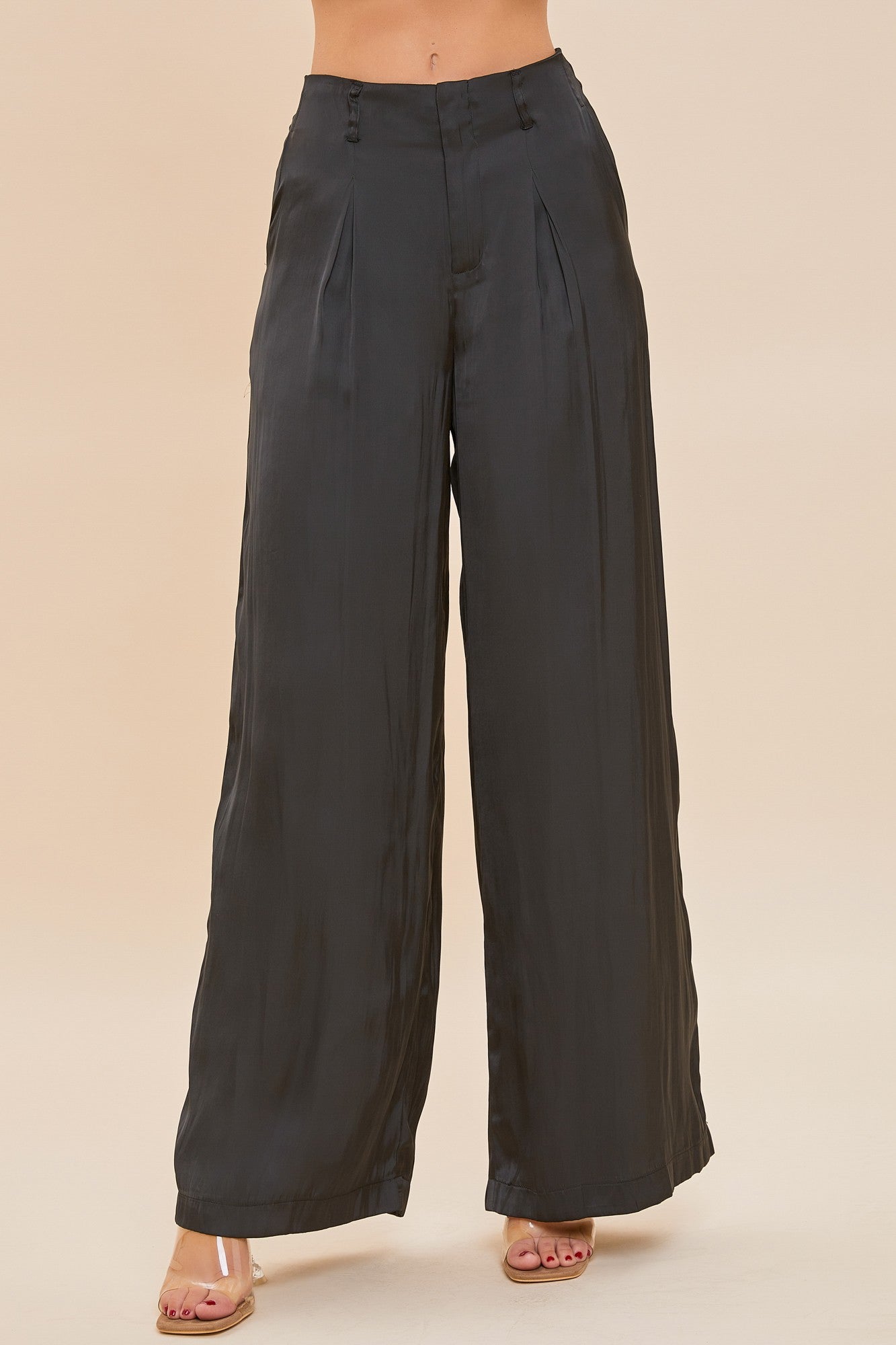 Satin Belted Wide-Leg Pants S22663