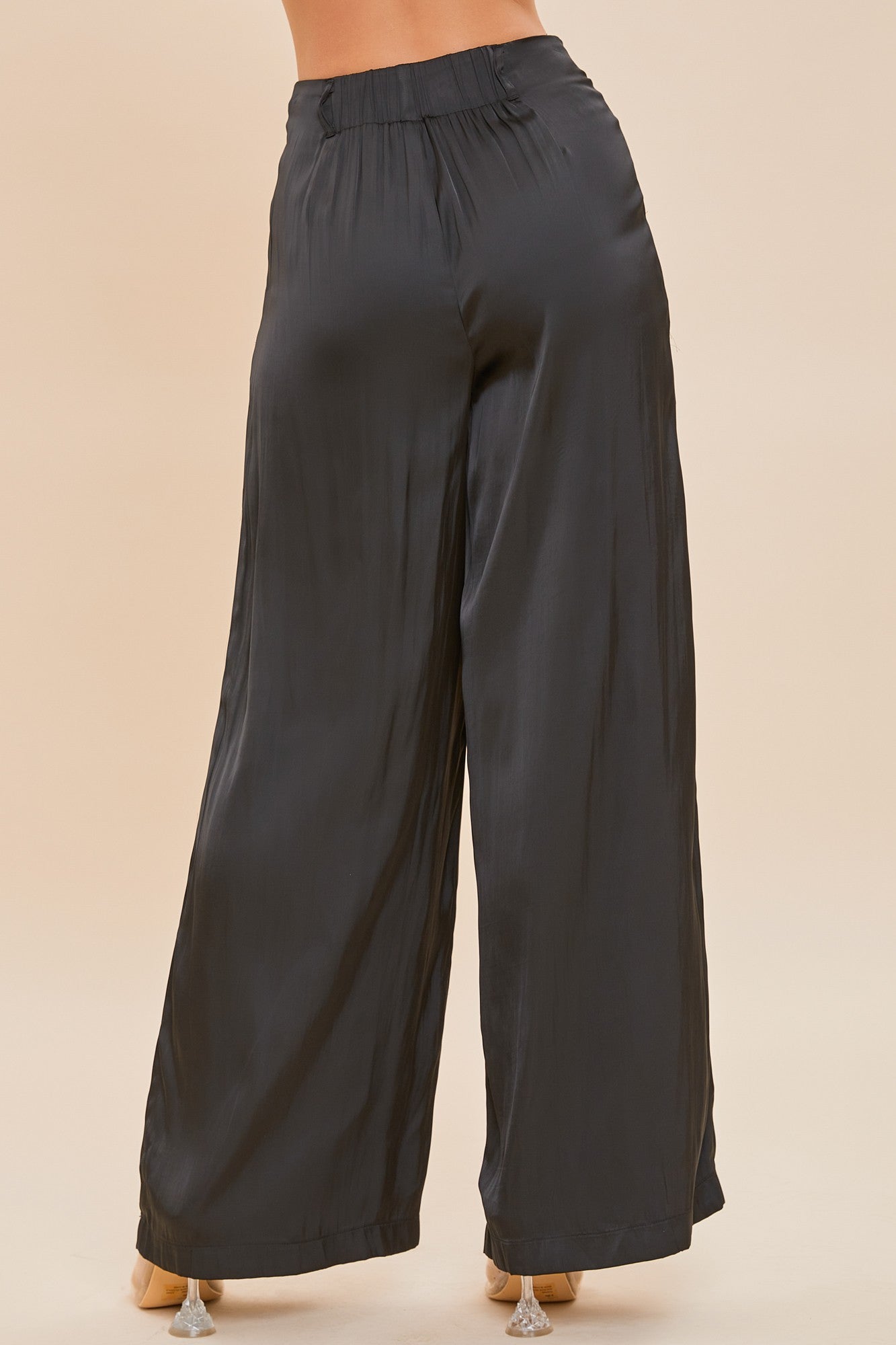 Satin Belted Wide-Leg Pants S22663