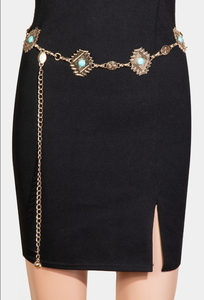 Diamond Shape Concho Chain Belt MML9033