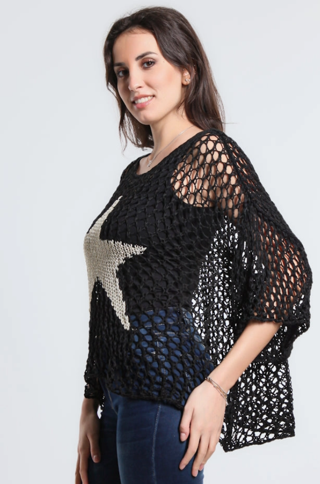 Kelsey Open Knit Star Sweater BSS302