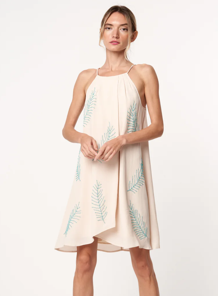 Beaded Palm Dress D4406-SP23225 White Lotus Boutique Beaded Palm Dress D4406-SP23225 White Lotus Boutique