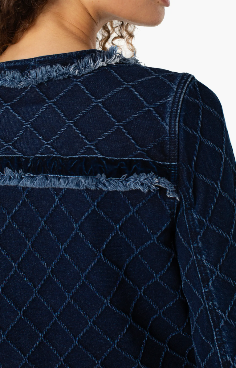 Fray Edge Jacket W/ Velvet Trim LM1C04QLC