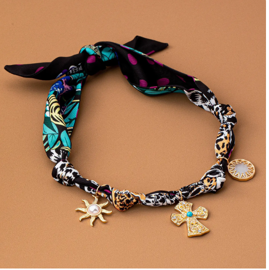 Handmade Animal Design Scarf Necklace - Cross Sun |80N92494