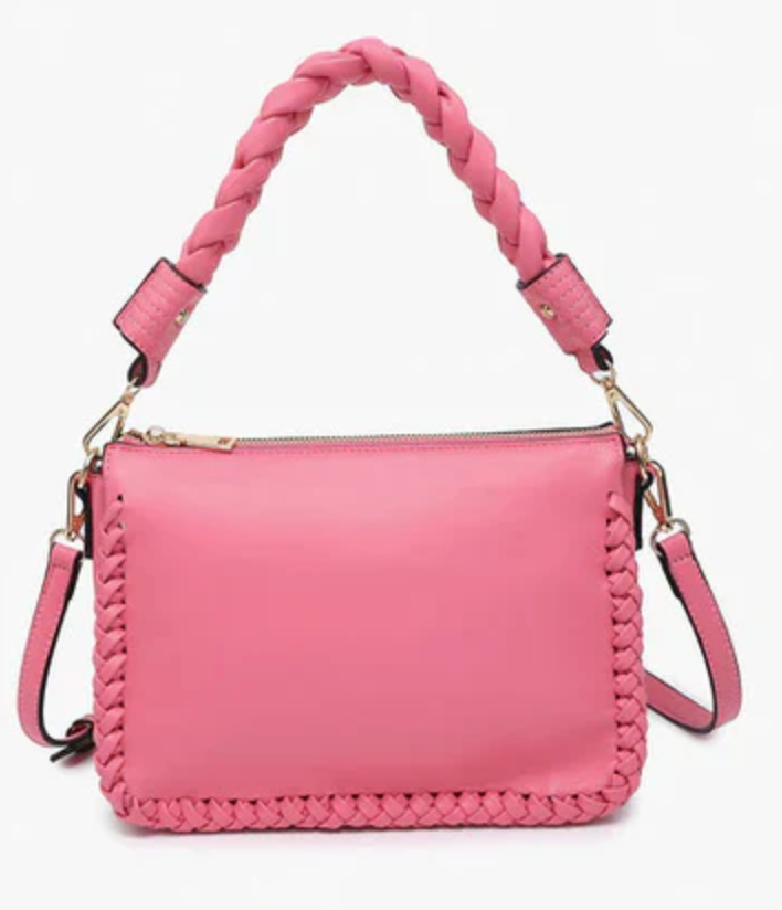 Judith Whipstitch Trim Shoulder Bag w/ Braided Handle M2461