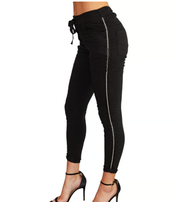 Rhinestone Side Stripe Stretch Pants 60679