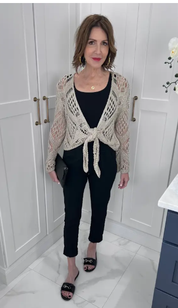 Kandra Open Knit Tie Front Bolero (CLS303)