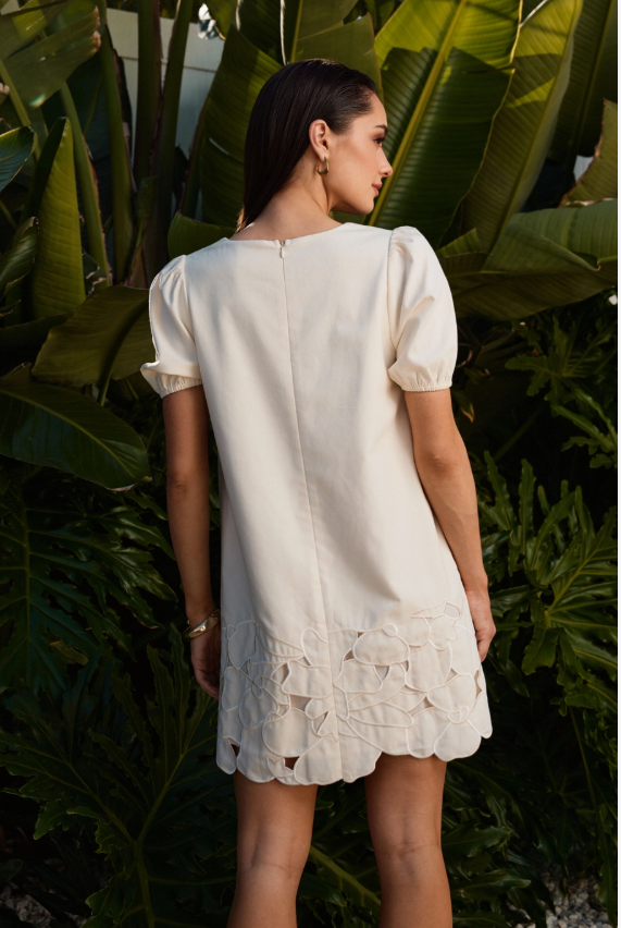 AD2816 Embroidered Cutout Linen Mini Dress