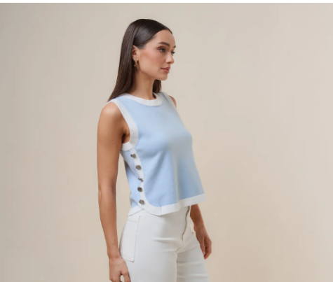 AT3184 Button Sleeveless Knit Top