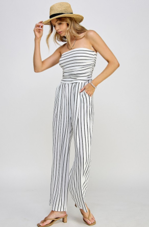 Tube Top W/shirring Palazzo Romper JR16435FS