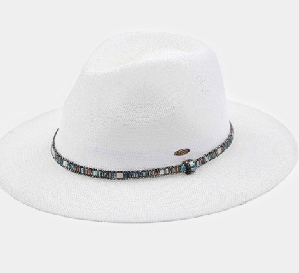 Multi-Colored Thread with Beaded Panama Hat 28-KP-014