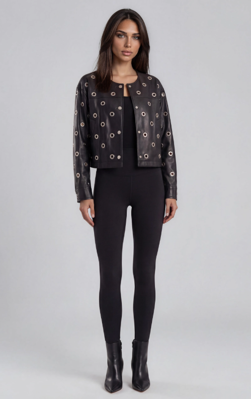 2710 Vegan Leather Grommet Jacket