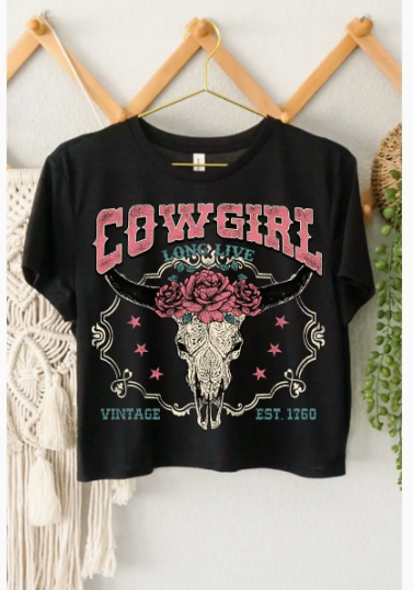 Cowgirl Long Live Graphic Crop Top HL50496CTS