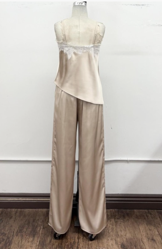 Lace Trim Satin Cami Top MN5426