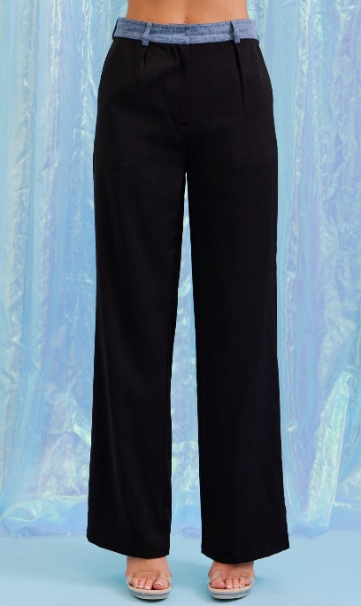 Contrast Denim Pants AC155S