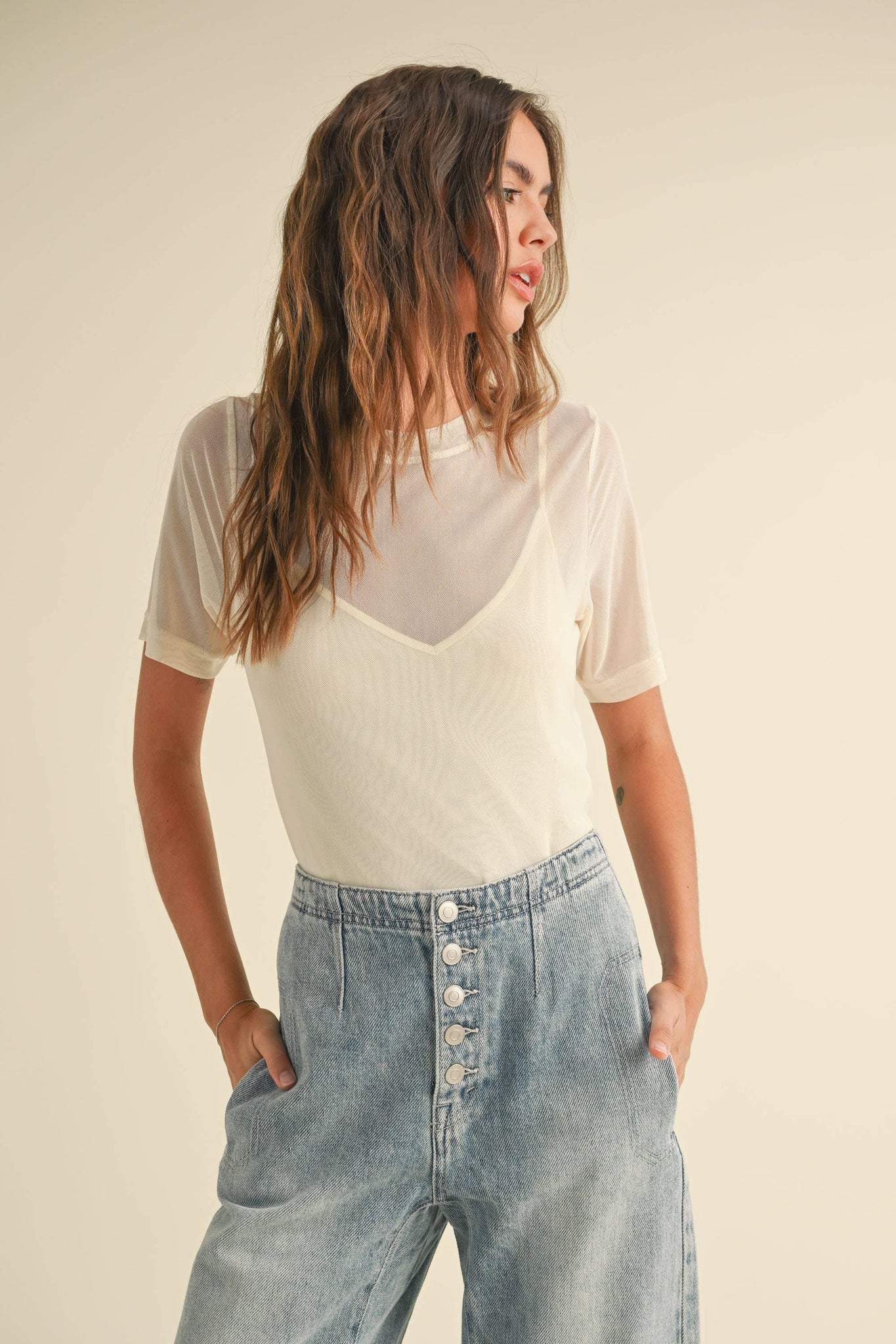 Short Sleeve Mesh Top T4295