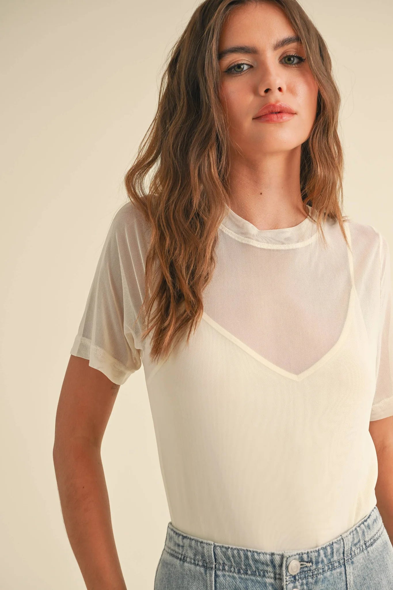 Short Sleeve Mesh Top T4295