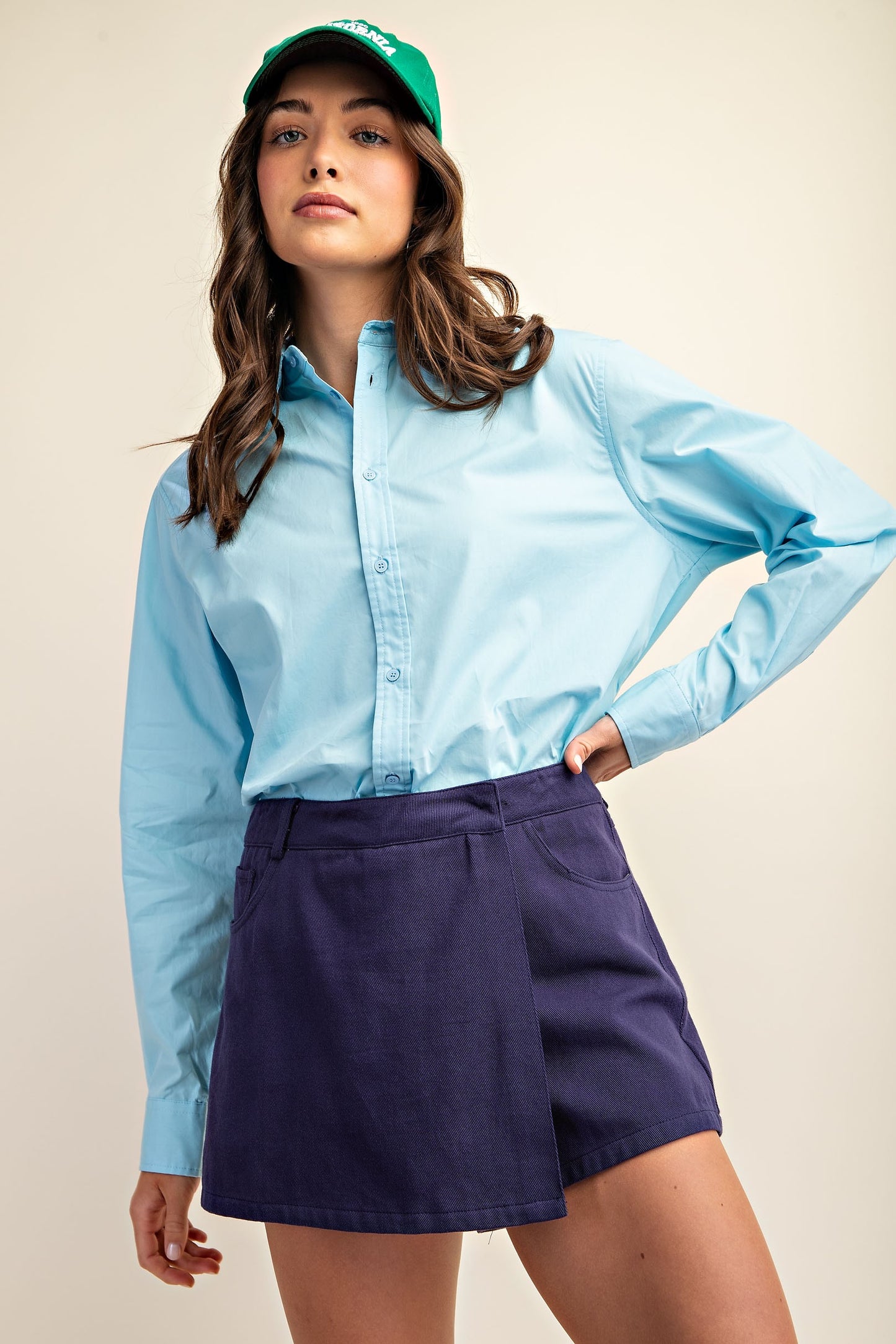 Crossover Skort in Denim-Like Fabric TG1308